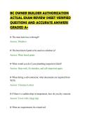 BC OWNER BUILDER AUTHORIZATION &NewLine;ACTUAL EXAM REVIEW SHEET VERIFIED &NewLine;QUESTIONS AND ACCURATE ANSWERS &NewLine;GRADED A&plus;