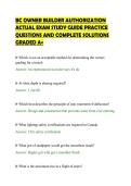 BC OWNER BUILDER AUTHORIZATION &NewLine;ACTUAL EXAM STUDY GUIDE PRACTICE &NewLine;QUESTIONS AND COMPLETE SOLUTIONS &NewLine;GRADED A&plus;