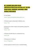 BC OWNER BUILDER EXAM &NewLine;CERTIFICATION EVALUATION SET TESTED &NewLine;QUESTIONS VERIFIED ANSWERS VIEW &NewLine;AHEAD RESOURCE 