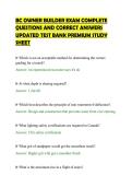 BC OWNER BUILDER EXAM COMPLETE &NewLine;QUESTIONS AND CORRECT ANSWERS &NewLine;UPDATED TEST BANK PREMIUM STUDY &NewLine;SHEET 