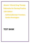 Abrams' Clinical Drug Therapy&colon; Rationales for Nursing Practice 13th Edition Test Bank &ndash; Chapter-by-Chapter Exam Prep&NewLine;