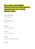 BIO 253 FINAL EXAM TERMINAL &NewLine;CERTIFICATION EVALUATION COMPLETE &NewLine;QUESTIONS WITH FULL SOLUTION &NewLine;ALREADY PASSED