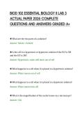 BIOD 102 ESSENTIAL BIOLOGY II LAB 3 &NewLine;ACTUAL PAPER 2026 COMPLETE &NewLine;QUESTIONS AND ANSWERS GRADED A&plus; 