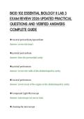 BIOD 102 ESSENTIAL BIOLOGY II LAB 3 &NewLine;EXAM REVIEW 2026 UPDATED PRACTICAL &NewLine;QUESTIONS AND VERIFIED ANSWERS &NewLine;COMPLETE GUIDE