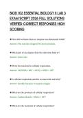 BIOD 102 ESSENTIAL BIOLOGY II LAB 3 &NewLine;EXAM SCRIPT 2026 FULL SOLUTIONS &NewLine;VERIFIED CORRECT RESPONSES HIGH &NewLine;SCORING