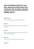 BIOD 102 ESSENTIAL BIOLOGY II LAB 3 &NewLine;FINAL PAPER 2026 DETAILED PRACTICAL &NewLine;QUESTIONS AND ACCURATE ANSWERS &NewLine;PREMIUM QUALITY 