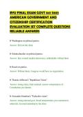 BYU FINAL EXAM GOVT 041 S003 &NewLine;AMERICAN GOVERNMENT AND &NewLine;CITIZENSHIP CERTIFICATION &NewLine;EVALUATION SET COMPLETE QUESTIONS &NewLine;RELIABLE ANSWERS