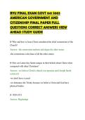 BYU FINAL EXAM GOVT 041 S003 &NewLine;AMERICAN GOVERNMENT AND &NewLine;CITIZENSHIP FINAL PAPER FULL &NewLine;QUESTIONS CORRECT ANSWERS VIEW &NewLine;AHEAD STUDY GUIDE