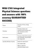 WGU C165 Integrated Physical Sciences questions and answers with 100- accuracy