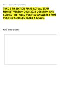 TNCC 9 TH EDITION FINAL ACTUAL EXAM&NewLine;NEWEST VERSION 2025&sol;2026 QUESTION AND CORRECT DETAILED VERIFIED ANSWERS FROM VERIFIED SOURCES RATED A GRADE&period;&NewLine;&NewLine;