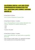 CALIFORNIA DENTAL LAW AND ETHICS &NewLine;COMPREHENSIVE EXAMINATION TEST &NewLine;FULL QUESTIONS AND CORRECT ANSWERS &NewLine;GRADED A&plus; 