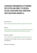 CANADIAN FUNDAMENTALS OF NURSING &NewLine;PDF POTTER AND PERRY 7TH EDITION &NewLine;ACTUAL EXAM PAPER 2026 QUESTIONS &NewLine;WITH SOLUTIONS GRADED A&plus;