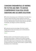 CANADIAN FUNDAMENTALS OF NURSING &NewLine;PDF POTTER AND PERRY 7TH EDITION &NewLine;COMPREHENSIVE EXAM 2026 SOLVED &NewLine;QUESTIONS AND ACCURATE SOLUTIONS