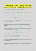 Media Literacy Exam 1 Review UPDATED &NewLine;QUESTIONS AND CORRECT ANSWERS