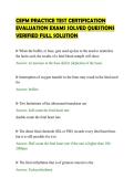 CEFM PRACTICE TEST CERTIFICATION &NewLine;EVALUATION EXAMS SOLVED QUESTIONS &NewLine;VERIFIED FULL SOLUTION 