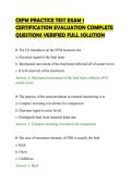 CEFM PRACTICE TEST EXAM 1 &NewLine;CERTIFICATION EVALUATION COMPLETE &NewLine;QUESTIONS VERIFIED FULL SOLUTION 