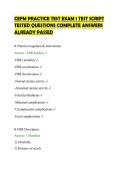 CEFM PRACTICE TEST EXAM 1 TEST SCRIPT &NewLine;TESTED QUESTIONS COMPLETE ANSWERS &NewLine;ALREADY PASSED