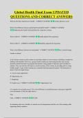 Global Health Final Exam UPDATED &NewLine;QUESTIONS AND CORRECT ANSWERS