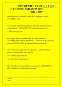 OPC QUEBEC EXAM &NewLine;QUESTIONS AND ANSWERS &NewLine;2026 - 2027