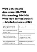 WGU D443 Health Assessment OA WGU Pharmacology D441 OA With 100- correct answers 
