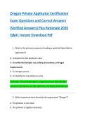 Oregon Private Applicator Certification &NewLine;Exam Questions and Correct Answers &NewLine;&lpar;Verified Answers&rpar; Plus Rationale 2026 &NewLine;Q&A&vert; Instant Download Pdf 
