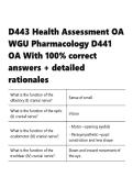 D443 Health Assessment OA WGU Pharmacology D441 OA With 100- correct answers 