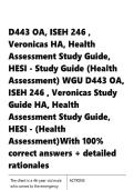D443 OA&comma; ISEH 246 &comma; Veronicas HA&comma; Health Assessment Study Guide&comma;HESI - &lpar;Health Assessment&rpar;With 100-
