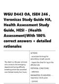 WGU D443 OA&comma; ISEH 246 &comma; Veronicas Study Guide HA&comma; Health Assessment Study Guide&comma; HESI - &lpar;Health questions and answers&rpar;