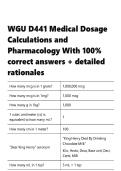 WGU D441 Medical Dosage Calculations and Pharmacology With 100- correct answers &plus; detailed