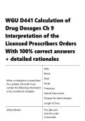 WGU D441 OA DRUGS QUESTIONS AND ANSWERS 2026