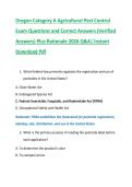 Oregon Category A Agricultural Pest Control &NewLine;Exam Questions and Correct Answers &lpar;Verified &NewLine;Answers&rpar; Plus Rationale 2026 Q&A&vert; Instant &NewLine;Download Pdf