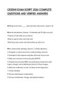 CESSWI EXAM SCRIPT 2026 COMPLETE &NewLine;QUESTIONS AND VERIFIED ANSWERS