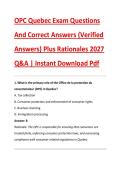 OPC Quebec Exam Questions &NewLine;And Correct Answers &lpar;Verified &NewLine;Answers&rpar; Plus Rationales 2027 &NewLine;Q&A &vert; Instant Download Pdf
