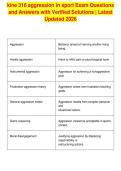 kine 316 aggression in sport Exam Questions&NewLine;and Answers with Verified Solutions &vert; Latest&NewLine;Updated 2026