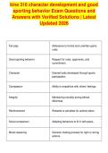 kine 316 character development and good&NewLine;sporting behavior Exam Questions and&NewLine;Answers with Verified Solutions &vert; Latest&NewLine;Updated 2026