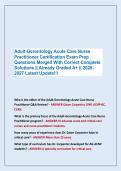 Adult-Gerontology Acute Care Nurse &NewLine;Practitioner Certification Exam Prep&NewLine;Questions Merged With Correct Complete&NewLine;Solutions &vert;&vert; Already Graded A&plus; &vert;&vert; 2026-&NewLine;2027 Latest Update&excl;&excl;&excl;