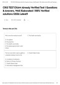 CRIS TEST EXAM Already Verified Test &vert; Questions & Answers&comma; Well Elaborated &vert; 100&percnt; Verified solutions &vert;2026 Latest&excl;&excl;&NewLine;&NewLine;