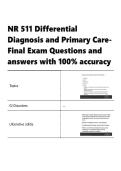 NR 511 Differential Diagnosis and Primary Care- Final Exam Questions and answers with 100- accuracy&period;