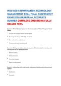 WGU C954 INFORMATION TECHNOLOGY &NewLine;MANAGEMENT REAL FINAL ASSESSMENT &NewLine;EXAM 2026 GRADED A&plus; ACCURATE &NewLine;SUMMER COMPLETE QUESTIONS FULLY &NewLine;SOLVED 100&percnt;  