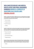 WGU D449 PSYCHOLOGY AND MENTAL &NewLine;HEALTH LATEST 2026 FINAL ASSESSMENT &NewLine;EXAM&lpar;OA&rpar; GRADED A&plus; COMPLETE 70 &NewLine;QUESTIONS FULLY SOLVED 100&percnt; &NewLine;ORIGINAL&vert;SOLVED