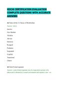 KDCHI CERTIFICATION EVALUATION&NewLine;COMPLETE QUESTIONS WITH ACCURATE&NewLine;ANSWERS