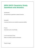 WGU D425 Chemistry Study Questions and Answers