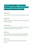 LEGAL ENVIRONMENT OF BUSINESS&NewLine;EXAMPREP QUESTIONS AND SOLUTIONS&NewLine;COMPLETE PREPARATION SHEET