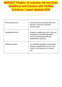 MAR3231 Chapter 18 customer service Exam&NewLine;Questions and Answers with Verified&NewLine;Solutions &vert; Latest Updated 2026