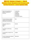 MBA 601&colon; Module 3 Chapter 1 - Data &&NewLine;Statistics Exam Questions and Answers with&NewLine;Verified Solutions &vert; Latest Updated 2026