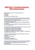 N262 Pharm 1 Final Exam Questions With Verified Answers