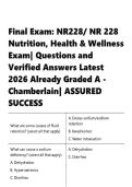 Final Exam &vert; NR228 NR 228 Nutrition&comma; Health & Wellness Exam Questions and Verified Answers 