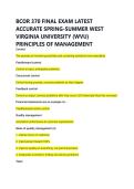 BCOR 370 FINAL EXAM LATEST &NewLine;ACCURATE SPRING-SUMMER WEST &NewLine;VIRGINIA UNIVERSITY &lpar;WVU&rpar; &NewLine;PRINCIPLES OF MANAGEMENT