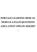 PORTAGE LEARNING BIOD 121 MODULE 1 UPTO  6 EXAM QUESTIONS AND LATEST UPDATE 2026&sol;2027 &period;