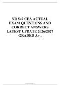 NR 547 CEA ACTUAL&NewLine;EXAM QUESTIONS AND&NewLine;CORRECT ANSWERS&NewLine;LATEST UPDATE 2026&sol;2027&NewLine;GRADED A&plus; &period;